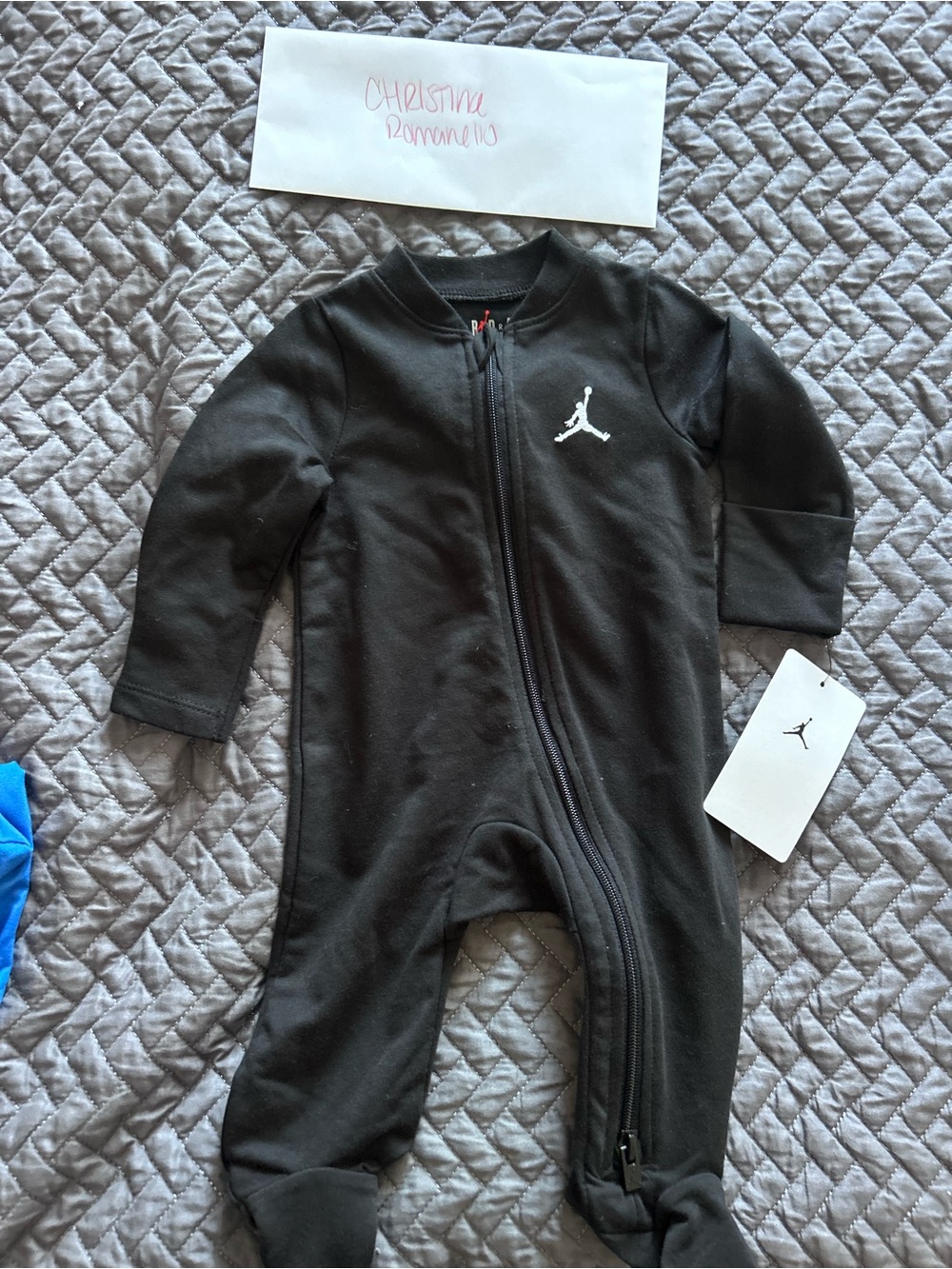 Jordan Black Infant Zip-Front Footie with White Jumpman